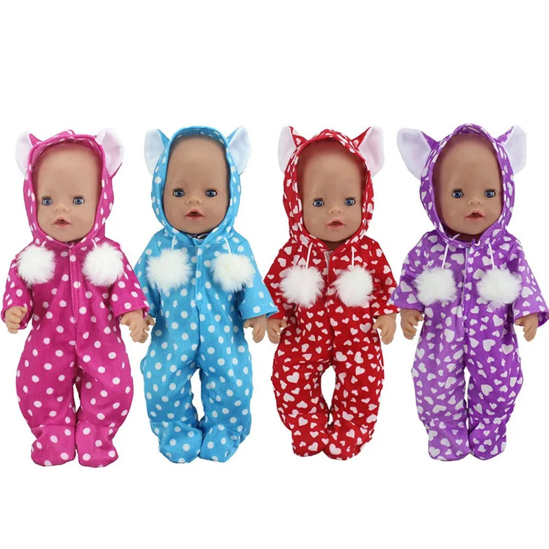 

Fit 18 inch American OG Girl Doll Clothes 43cm Plush Red Blue Unicorn Bodysuit For Baby Birthday Gift