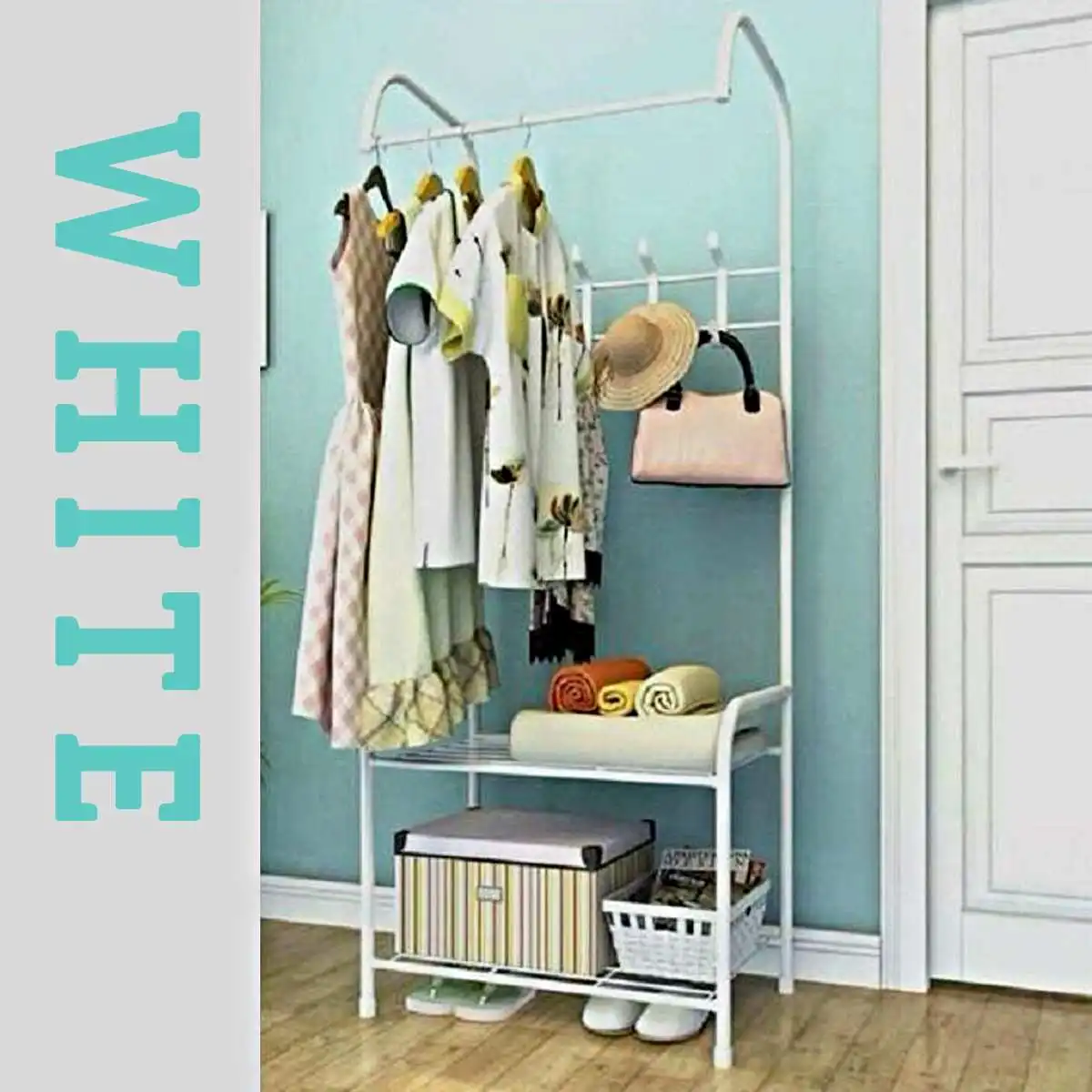 

Colorful Simple Style Landing Clothing Holder Hanger Coat Rack Floor Standing Storage Shelf Clothe Hanger Rack Bedroom Furniture