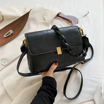 

Stone Pattern PU Leather Crossbody Bags for Women 2020 Braid Strap Shoulder Handbags Female Travel Totes Lady Cross Body Bag