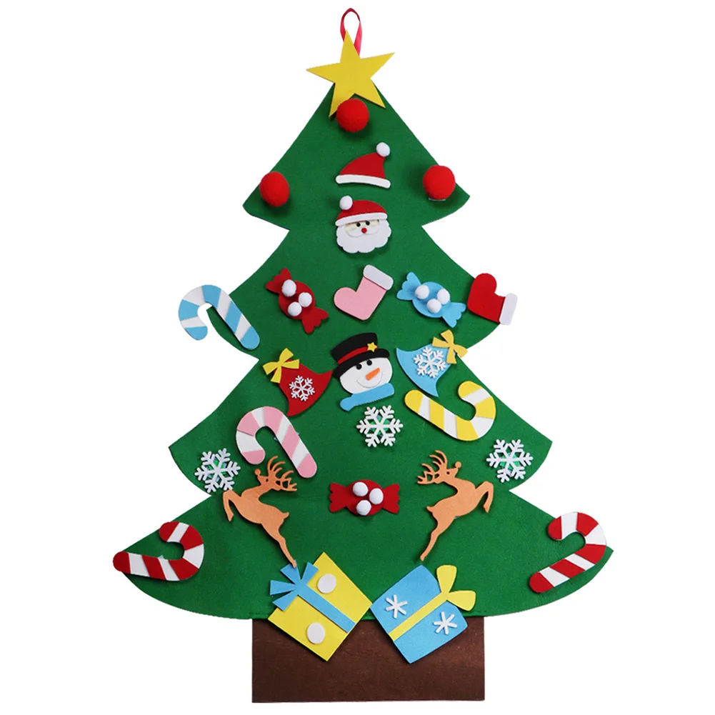 OurWarm Kids Gift DIY Felt Christmas Tree Baby Xmas Toy Door Wall Hanging Christmas Party Supplies Home Ornaments