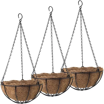 

BEAU-Hanging Basket for Plants Garden Flower Planter with Chain Plant Pot Home Balcony Decoration 3 Pcs-8 Inch