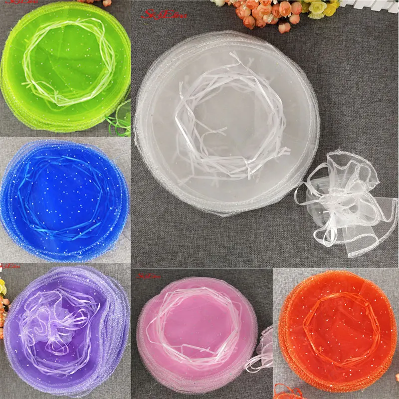 Round Jewelry Packing 10pcs/lot Multi-colors Drawable Organza Bags Wedding Birthday Candy Gift &amp Pouches 7Zsh836/838 | Дом и сад