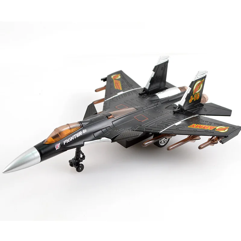 

LED Toy Light Fighter Model Airplane Children Boy Aerospace Alloy Simulation Pull Back Sound Effect Decoration 5 Lights Gift Toy