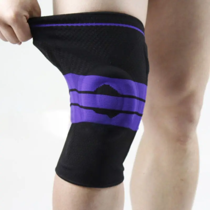Фиксатор колена компрессионный чехол эластичные шарфы Patella стабилизатор с силиконовыми наколенники протектор для избавление от боли при артрите