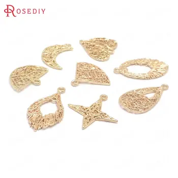 

(38911)10PCS 24K Champagne Gold Color Brass Half Round Charms Pendants Jewelry Making Supplies Diy Findings Accessories