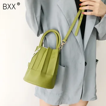 

[BXX] Women's Single Shoulder Crossbody Bag All-match Bucket Bag 2020 Brand Designer Pleated Package Temperament Handbag HG871