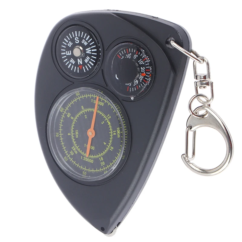 Portable Outdoor Odometer Multifunction Compass Curvometer With Rangefinder Map Odometer Thermometer Keychain - Цвет: Черный
