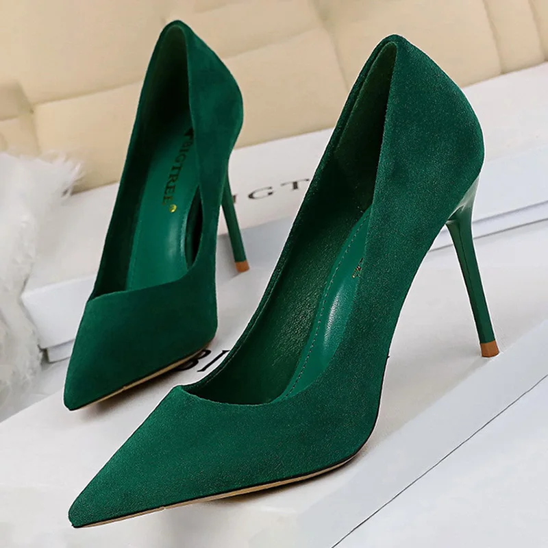 BIGTREE Shoes 2022 New Women Pumps Suede High Heels Shoes Fashion Office Shoes Stiletto Party Shoes Female Comfort Women Heels 5