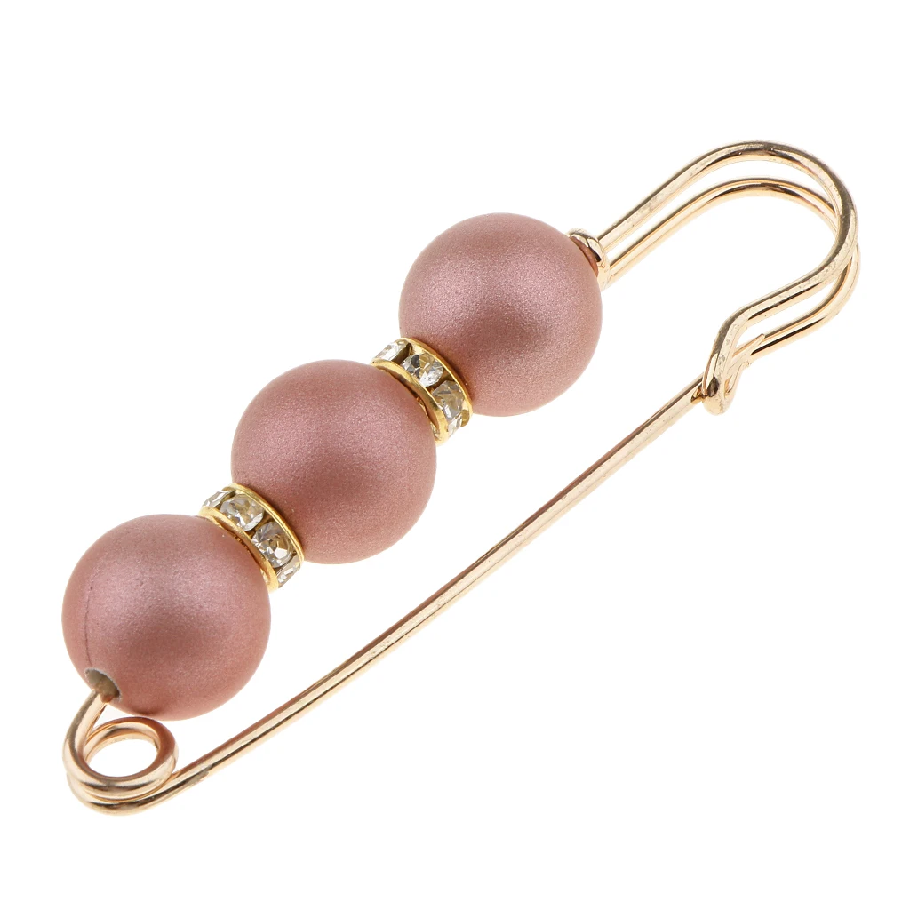 Scarf Clip 3 ABS Pearl Diamante Spacer Ornament Pin Brooch Valentines Gift
