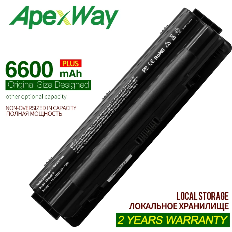 ApexWay 9CELL 6600mAh J70W7 R795X WHXY3 Новый аккумулятор для ноутбука Dell XPS 14 15 17 L501X L502X L701X L521X L702X