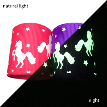 

1.5" 38mm 50 yards Glow in the Dark Ink Ribbon Ghost Printed Polyester Ribbon Grosgrain Ribbon Wedding Party,50Yc11909
