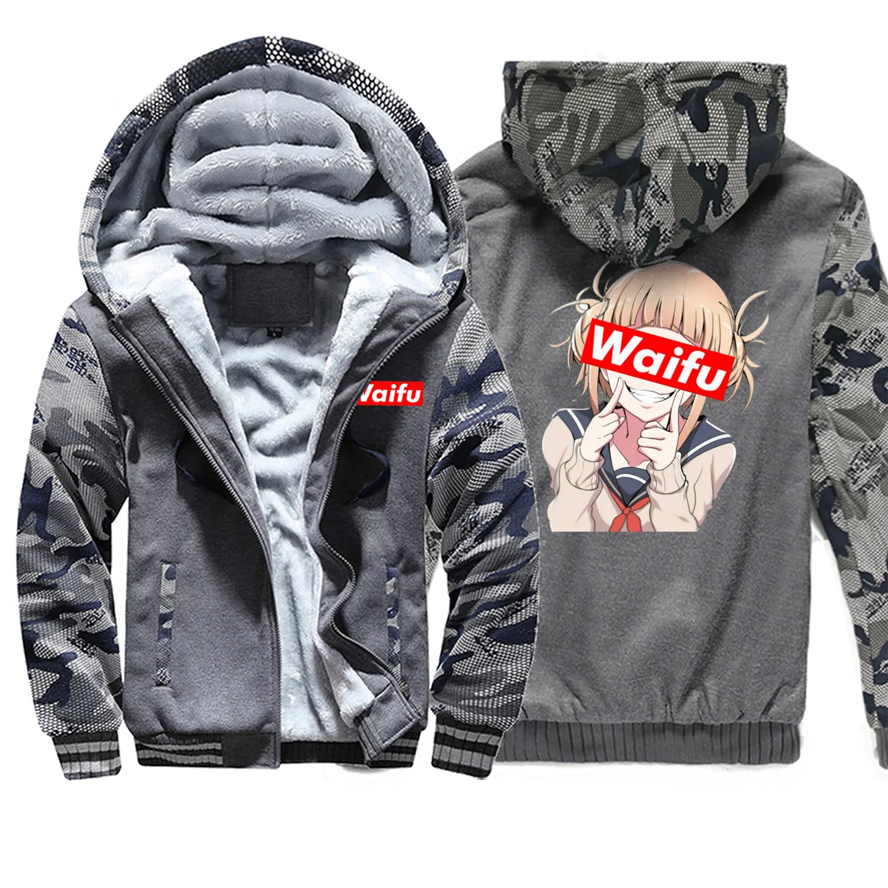 Dark Gray 6 Зимнее теплое пальто японского аниме Toga Himiko Waifu толстовки Забавный принт толстые толстовки мужские хип-хоп камуфляжная куртка уличная - Цвет: Dark Gray 6