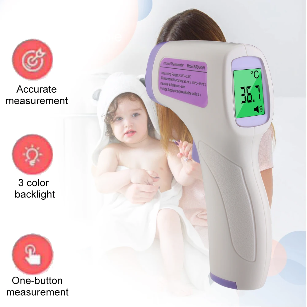 

TG8818N Non-contact LCD Digital IR Infrared Forehead Thermometer Temp Meter Non-contact IR Laser Thermometer