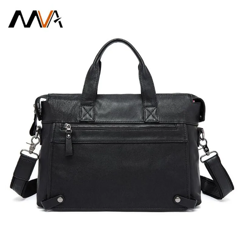 

New 2019 genuine Leather men's bag casual 14" business briefcase calf leather shoulder Messenger bag men's handbag cross fashion