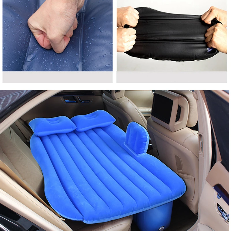 Motolovee PVC Thick Flocking Cloth Split Detachable Airbed Car Inflatable Bed Travel Bed Camping Car Air Mattress Car Sofa Bed