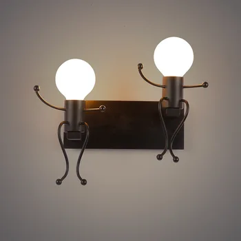 

Originality Figure Wall Lamp Modern A Living Room Restaurant Bedroom Bedside Aisle Stairs Personality Wrought Iron Wall Lamp