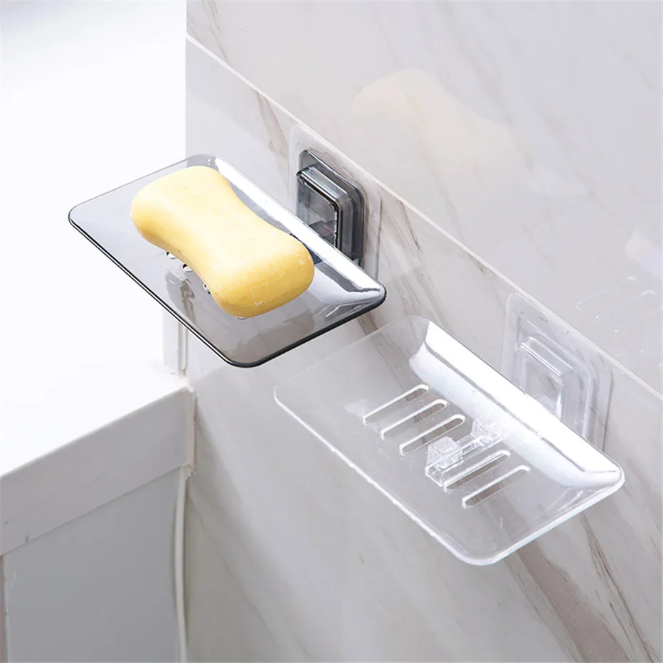 Soap Dishes Drain Sponge Holder Bathroom Organizer Wall Mounted Storage Rack Soap Box Kitchen Hanging Shelf2