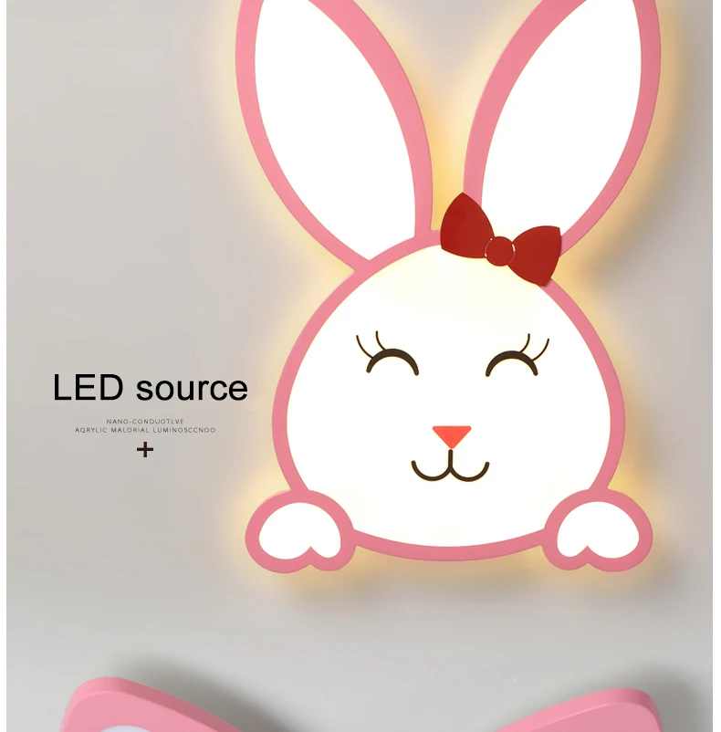 Креативная современная светодиодная люстра с кроликом для детской комнаты, Потолочная люстра принцессы для девочек розового цвета 110 В 220 В