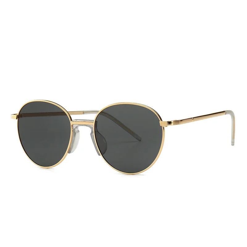 C5 Gold Gray HBK круглые солнцезащитные очки в стиле стимпанк мужские ретро цветные солнечные очки женские полимерные винтажные брендовые модные унисекс UV400 ins пляжные солнцезащитные очки - Цвет линз: C5 Gold Gray