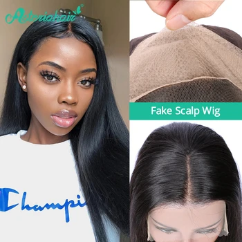 

Asteria Fake Scalp Lace Frontal Human Hair Wigs Brazilian Straight Hair Transparent Lace Wigs 180 Density High Ratio Remy Hair