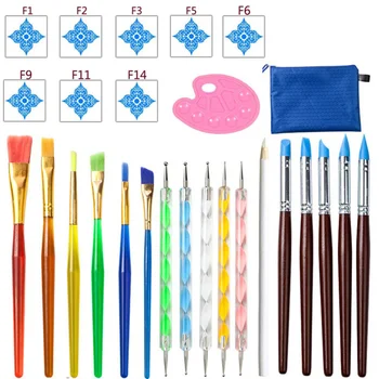 

27pcs Mandala Drawing Tools Adhesive Dispensing Pens Graffiti Brush Set Mandala Stencils Kit for Girls Students Random Molds