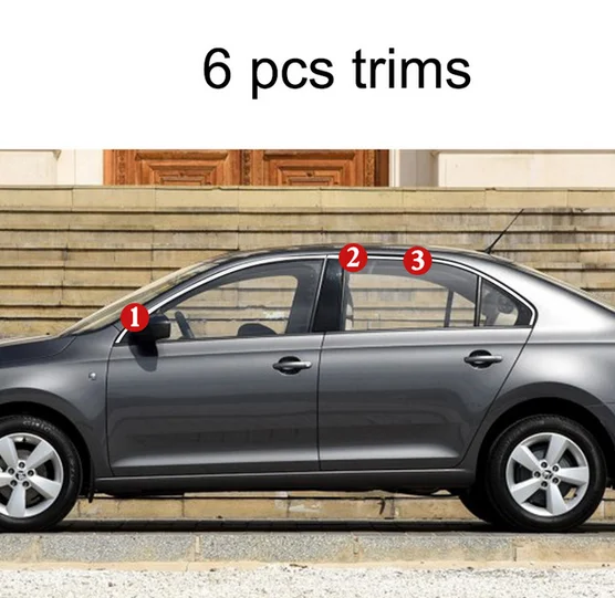 6 pcs trims Нержавеющая сталь окна автомобиля планки для skoda rapid 2013 - Цвет: 6 pcs trims