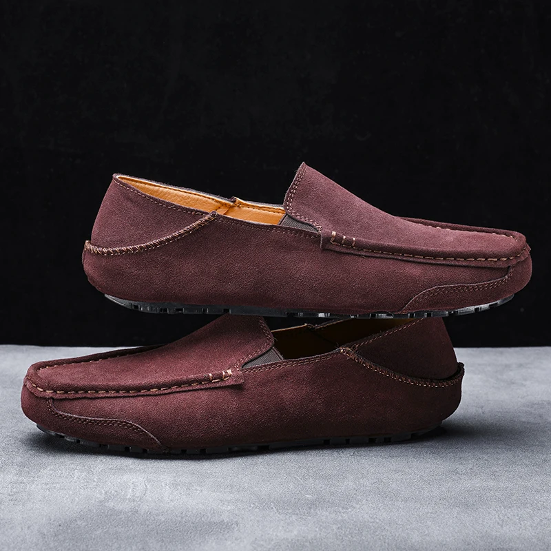 

Boat Shoes Men High Quality Genuine Leather Mens Driving Shoes Designer Suede Leather Half Shoes For Men Moccasins Big Size