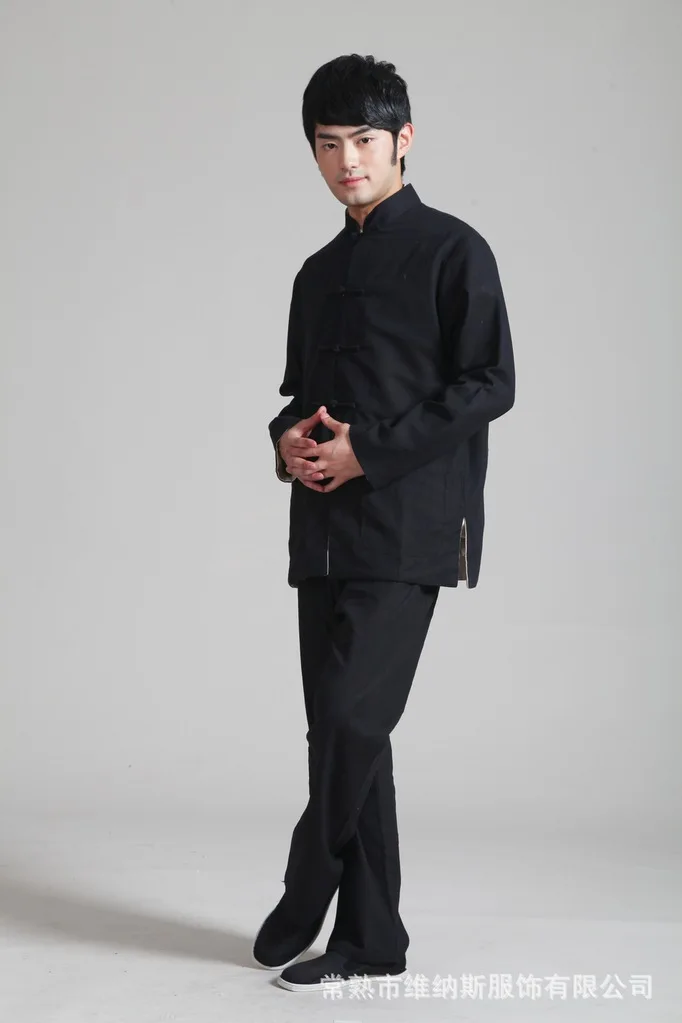 Chinese Costume Men's Long Sleeve Cotton Linen Double-Sided 2973-1 Ethnic-Style Flax Chinese-style Chinese Style Improved MEN'S