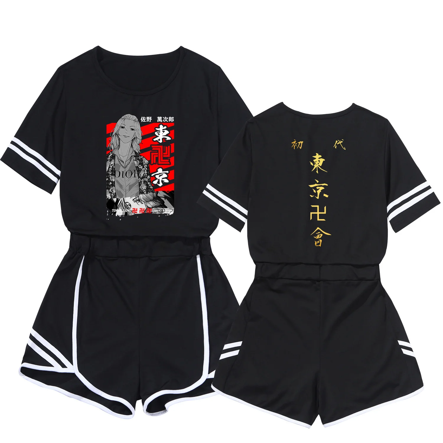 Tokyo Revengers Crop Short Suit Anime Cosplay Sweet Style T-Short Pants Two Piece Set Casual Tracksuit Outfit Summer Matching
