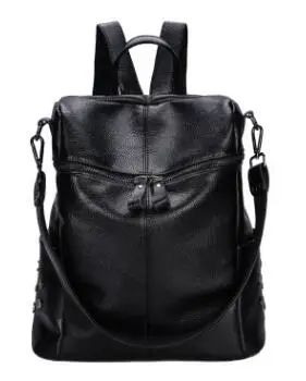 Женские рюкзаки из натуральной кожи, роскошный мягкий рюкзак из натуральной коровьей кожи для девочек, черный модный рюкзак, Женский дизайнерский рюкзак C1163 - Цвет: Черный