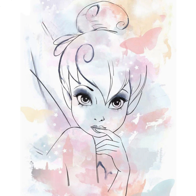 5D DIY Diamond Painting Cross Stitch Cartoon Princess Of Home Decor Embroidery Butterfly Girl Full Mosaic | Дом и сад
