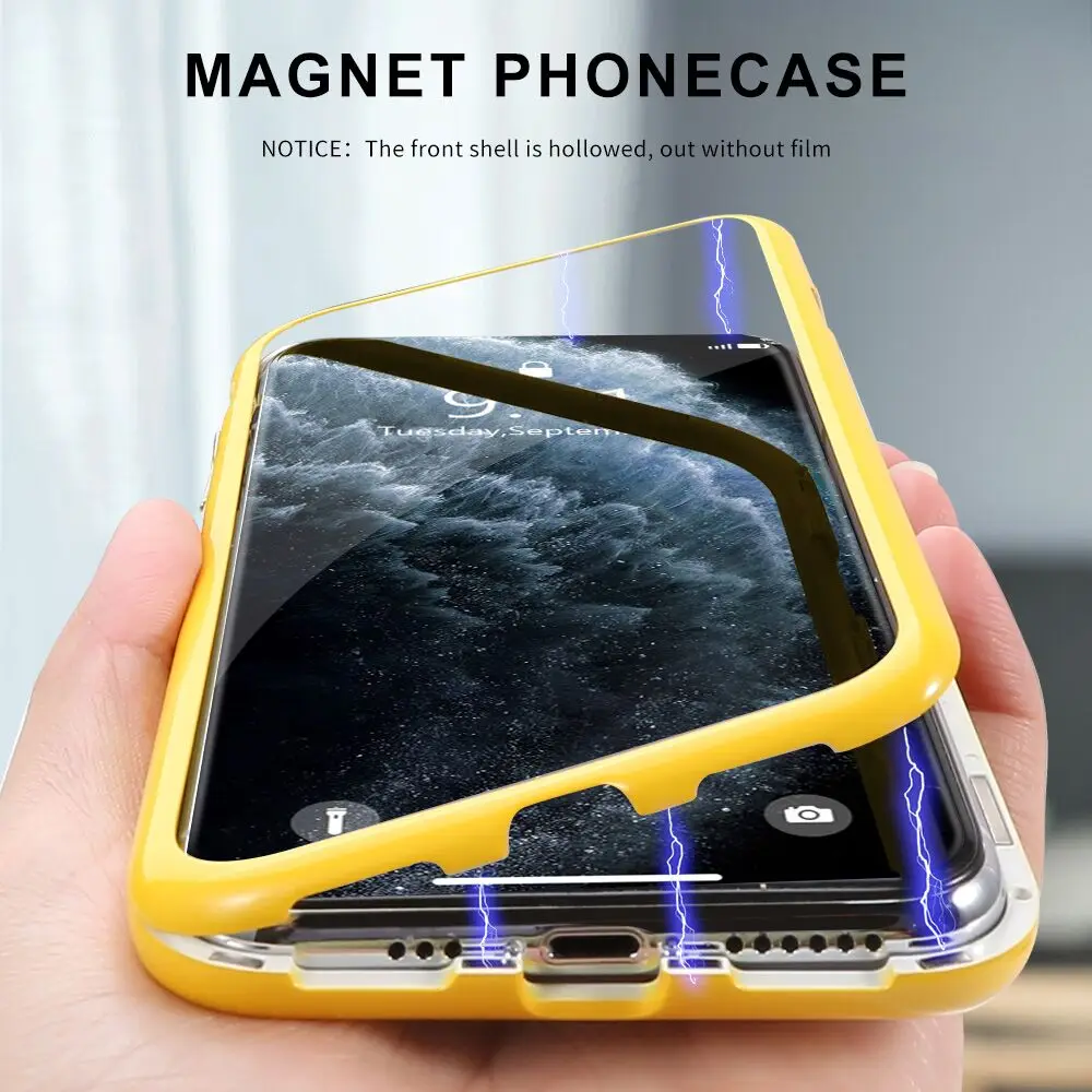 

KISSCASE Luxury Magnetic Adsorption Case for iPhone 11 Pro Max 7 8 Plus X XS MAX XR Candy Color Tempered Glass Back Cover Case
