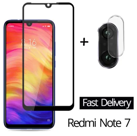 2-en-1 cámara de Redmi Note 7 9D Protector de pantalla de vidrio templado Xiaomi Redmi Note 7 película de vidrio redmi note 7 protector de pantalla