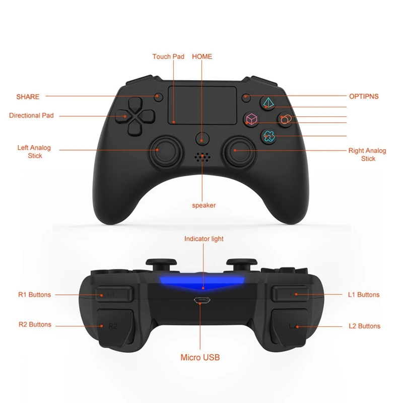 Bluetooth Беспроводной игровой контроллер с Пресс Экран 3,5 для подключения микрофона для PS4 6-осевой 3D гироскоп Сенсор джойстик