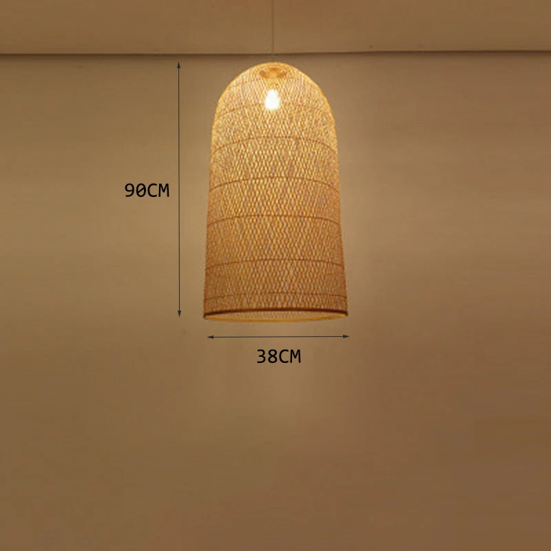 Современная бамбуковая лампа художественный подвесной светильник ing ресторан отель Подвесная лампа из ротанга для гостиной подвесной светильник Кухонные светильники - Цвет корпуса: E 38CM