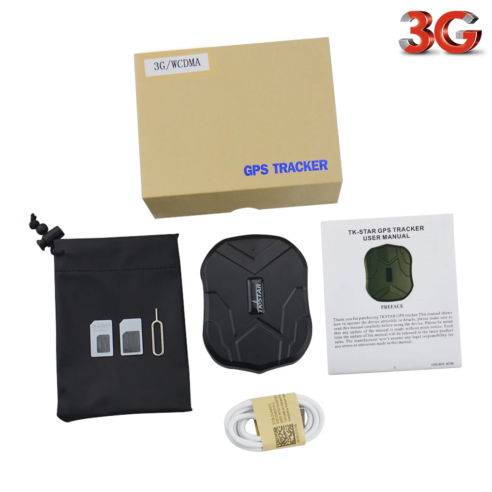 3g gps трекер TK905 WCDMA HSDPA/UMTS/EDGE/GPRS/GSM Автомобильный gps трекер TK905-3g мини gps локатор водонепроницаемый с сильным магнитом - Цвет: With Box No Charger