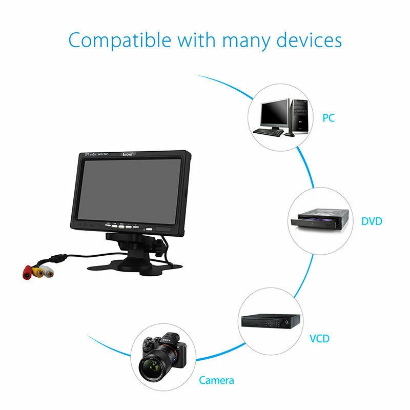  OPQ-12V-24V 7 inch TFT LCD Color HD Monitor for Car CCTV Reverse Rear View Backup Camera - 4.00028E+12