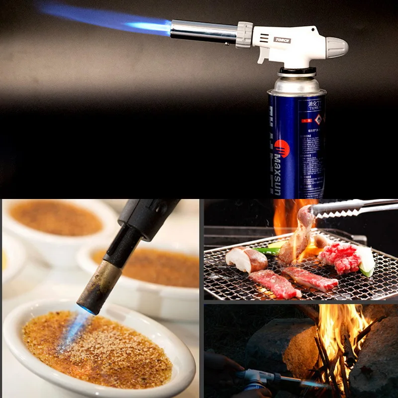 Gas Welding Torch Flamethrower Butane Burner Automatic Ignition Baking Welding BBQ Camping Outdoor Hiking Fire Flame Gun