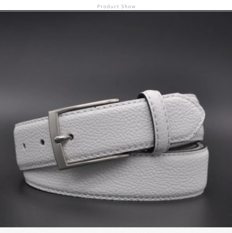 White Male Cloth Waist Belt Fashion Belt For Jeans Business Casual Dress Suit Stylish Pebble Grain White Belt Holes FreeShipping crocodile skin belt