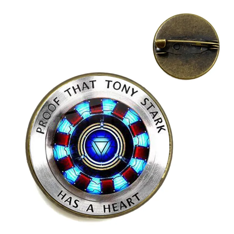 

Glass Cabochon Brooch Marvel Iron Man Tony Stark Arc Reactor Collar Pins The Avengers 4 Endgame Quantum Realm Film Souvenir