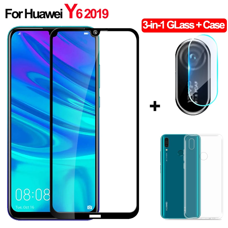 3 в 1 защитное стекло huawei y6 2019 y 6 glass камера защитный пленка для y62019 Экран Защитная