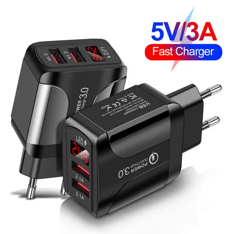 2.4A USB Plug Travel Charger 2 Port Fast Multiple Charger With Interchangeable Multi