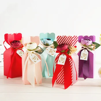 

Flowers Wedding Favors and Gifts Box Paper Candy Boxes Bomboniera Giveaways Bags Baby Shower Birthday Party Decorations Supplies