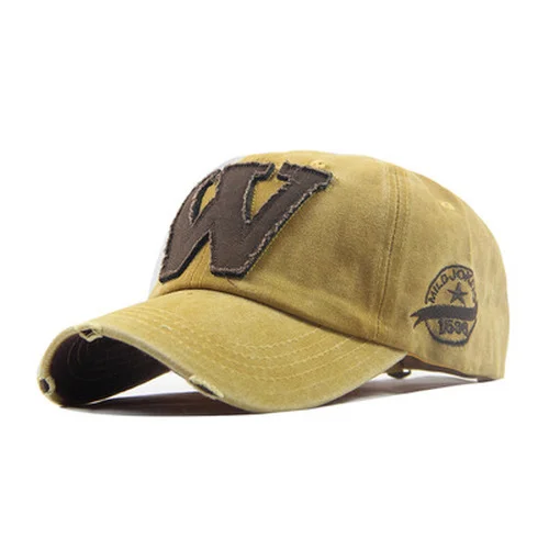 2021 Cotton Embroidery Letter W Baseball Cap Snapback Caps Bone casquette Hat Distressed Wearing Fitted Hat For Men Custom Hats Yellow