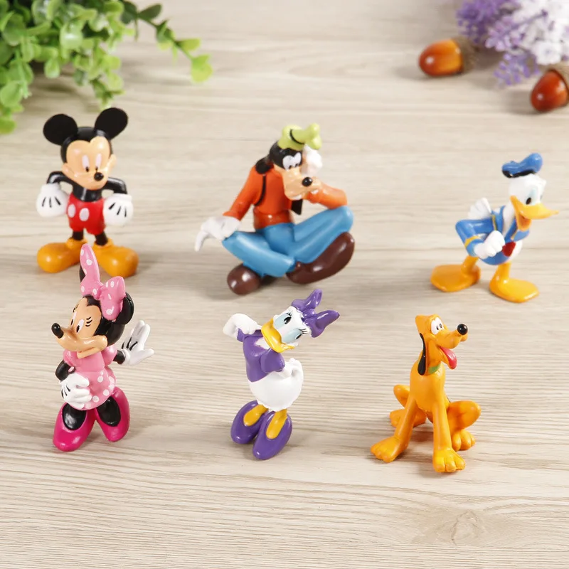 

6PCS Disney Figures Minnie Mouse Mickey Mouse Birthday Cake Decoration 9cm PVC Action Figures Children kids Toys Gifts 2Y08