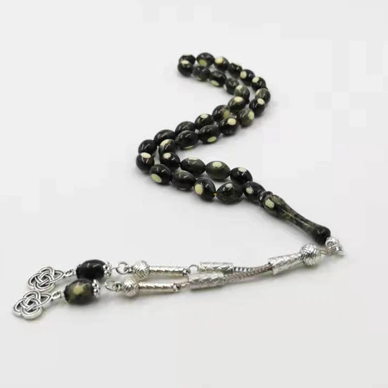 Черная смола Tasbih мужской браслет 33 prayerbeads Исламский подарок для мужчин модные четки Kuwait masbaha дизайн Misbaha Четки