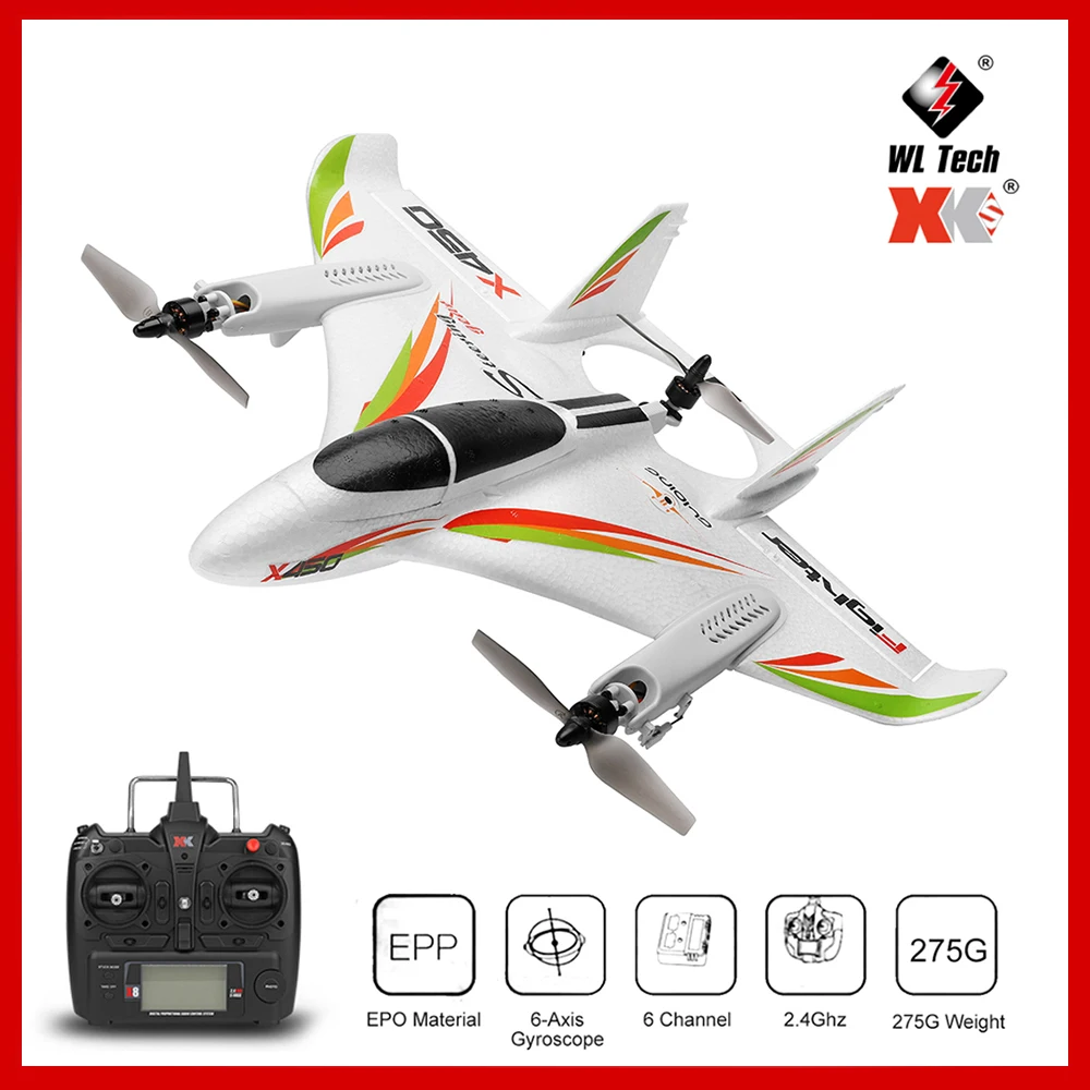 2,4G 6CH WLtoys XK X450 3D/6G RC вертикальный взлет светодиодный RC планер с фиксированным крылом RC Самолет RTF радиоуправляемые игрушки для детей