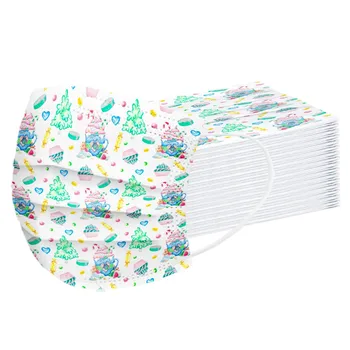 

Children's Face Mask 10/20/30/40pc Rainbow Cloud Printed Breathable Disposable Mask Breathable Non-woven Elastic Earloop Mask