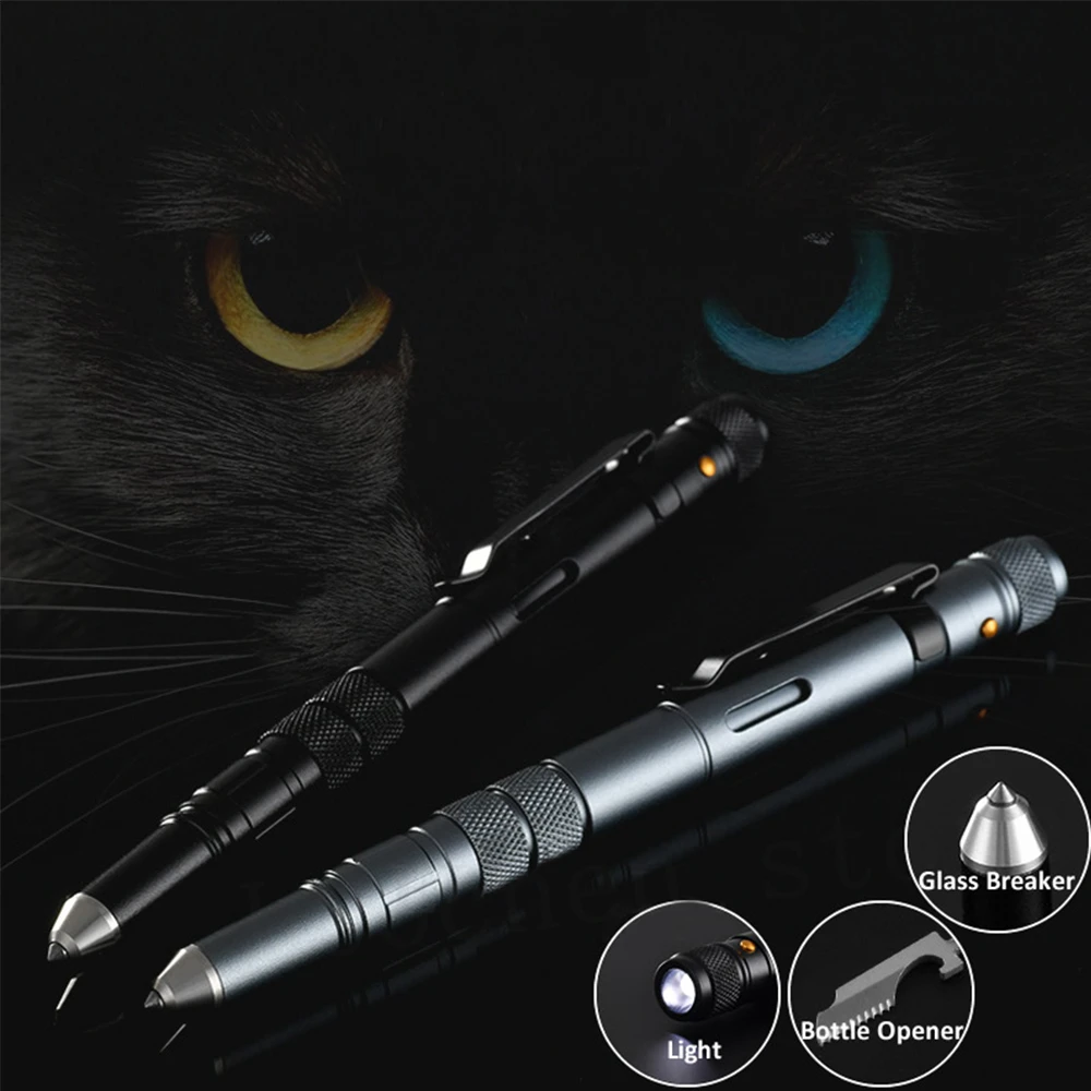 

2020 Outdoor EDC Multi-Function Self Defense Survival Weapons Tactical Pen Emergency Led Light Strobe Opener Glass Breaker Gift