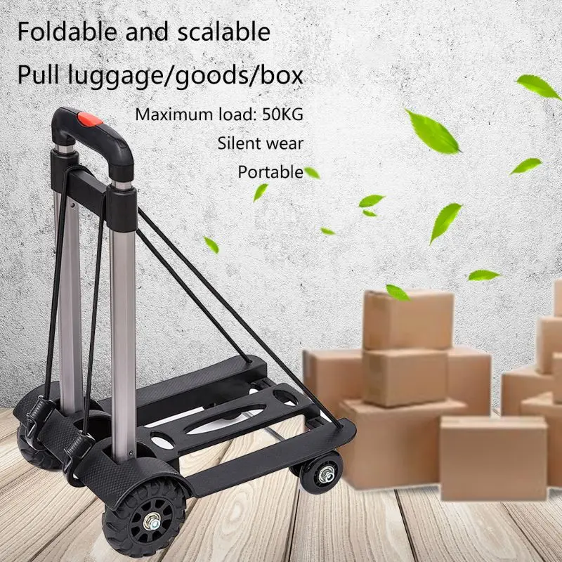 

Compact Folding Luggage Travel Cart Aluminum Alloy Portable with Wheels